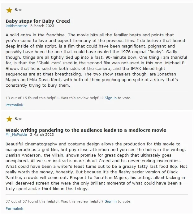 creed  iii imdb reviews