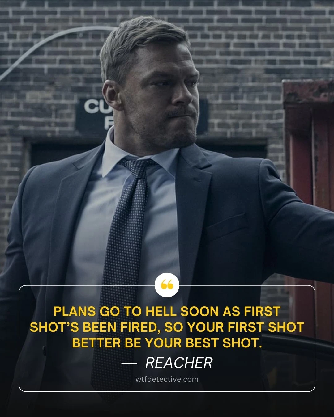making plans quotes, best shot is first shot quote, alan ritchson sayings, reacher season 2 quotes