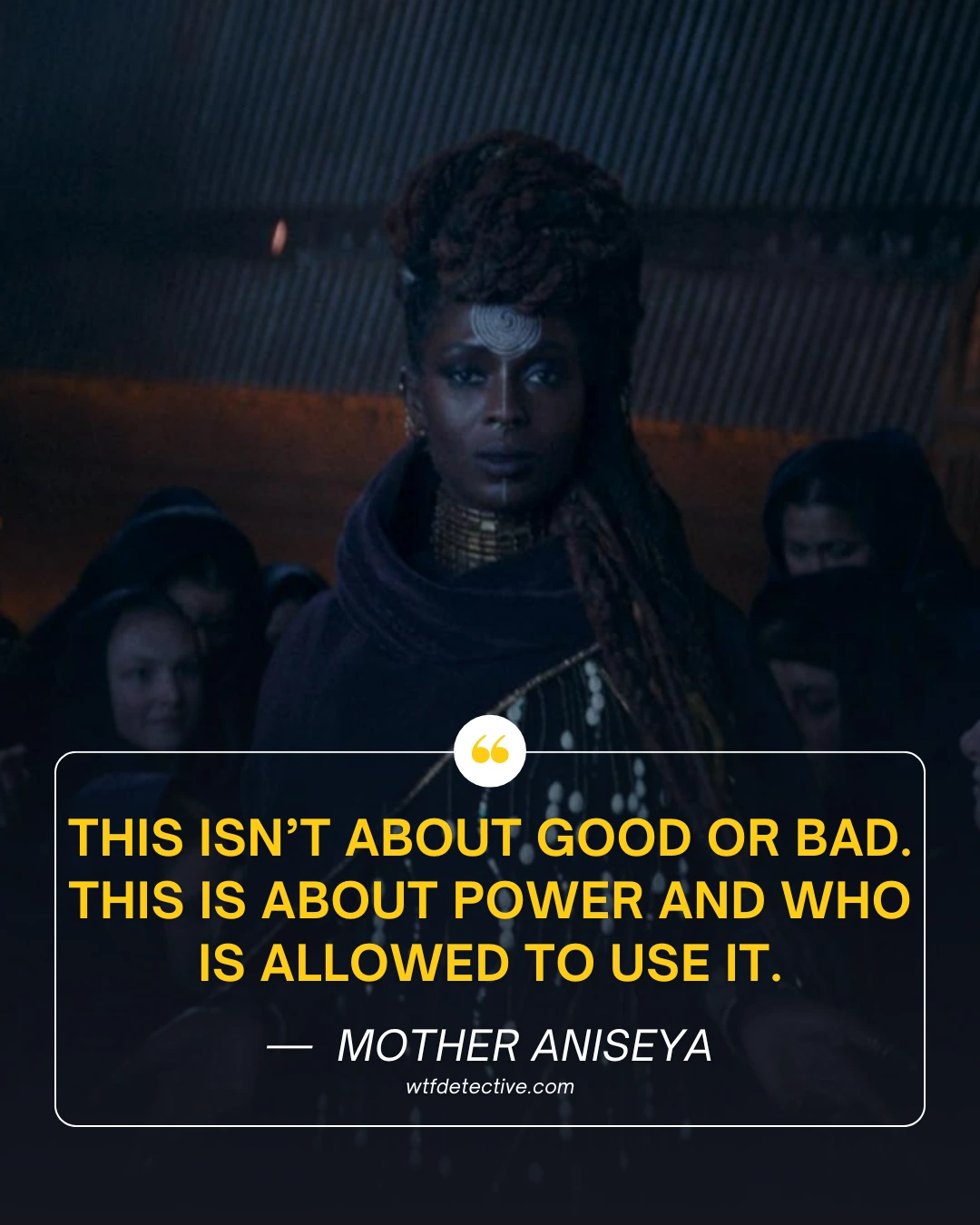 Jodie Turner-Smith in The Acolyte (2024), this is about power quote, the acolyte quotes, mother aniseya quotes, the acolyte tv series sayings